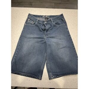 Vintage Old Skool Baggy Y2K Denim Shorts Men's Size 18 Faded Skater